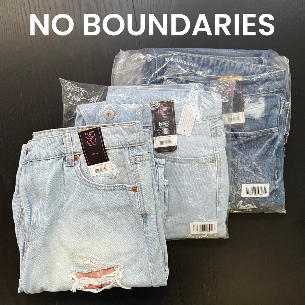 No Boundaries Women's High Rise Jeans - Light Blue, Dark Blue, Black